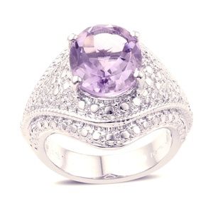 Amethyst Platinum Bond Brass Ring (SIZE 8)